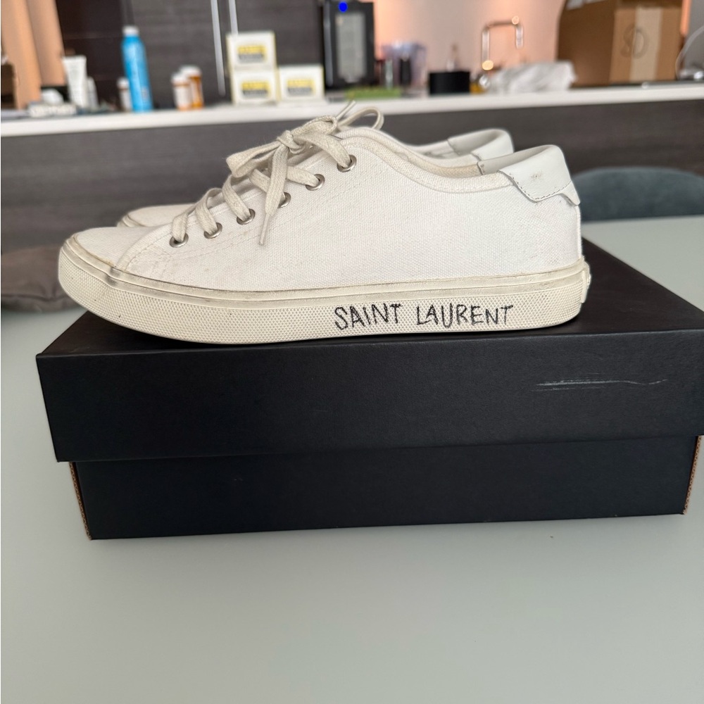 Saint Laurent White Canvas Sneakers